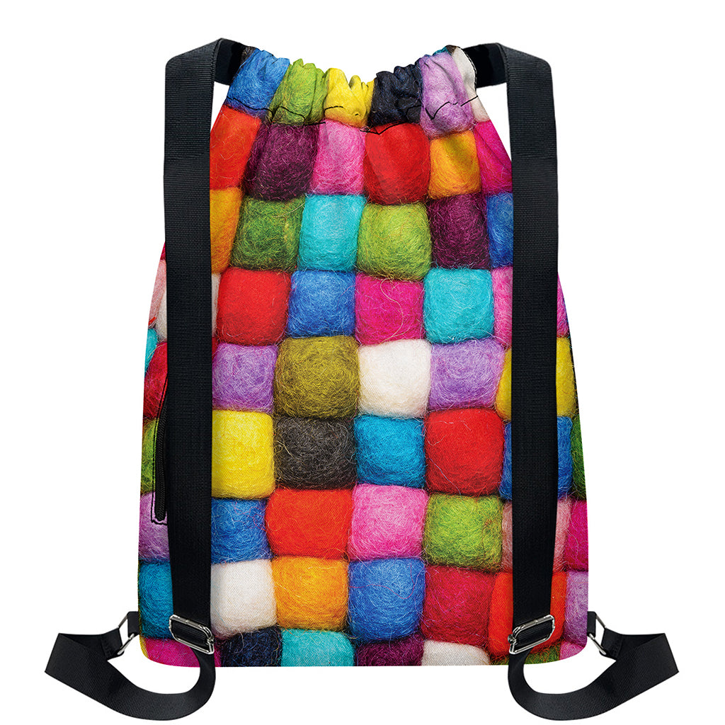 Colorful Yarn Balls Print Drawstring Backpack