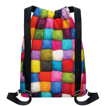Colorful Yarn Balls Print Drawstring Backpack