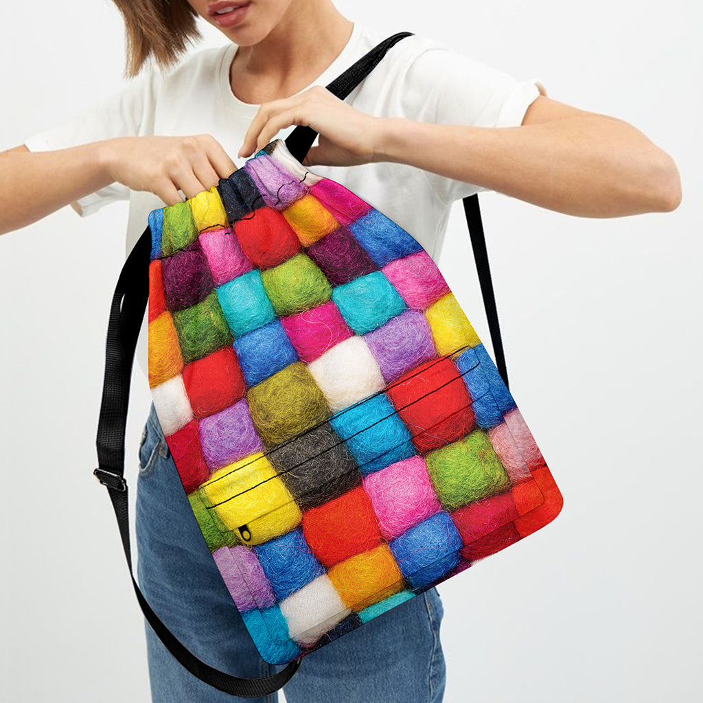Colorful Yarn Balls Print Drawstring Backpack