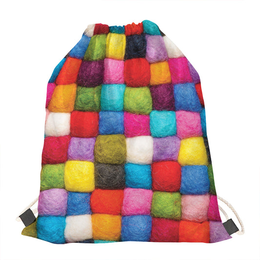 Colorful Yarn Balls Print Drawstring Bag
