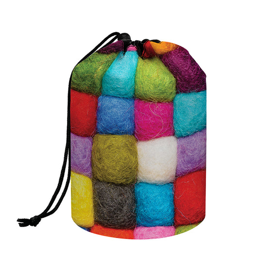 Colorful Yarn Balls Print Drawstring Makeup Bag