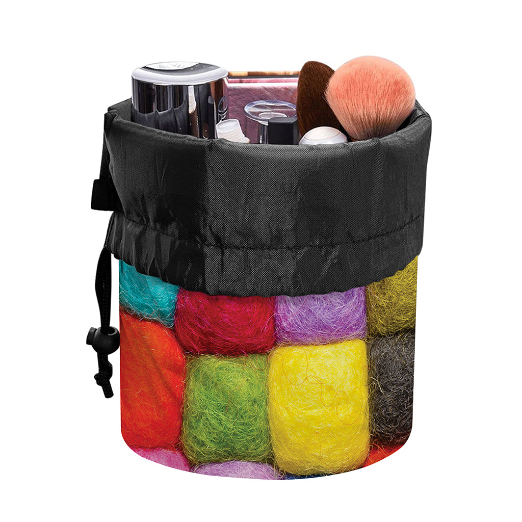 Colorful Yarn Balls Print Drawstring Makeup Bag