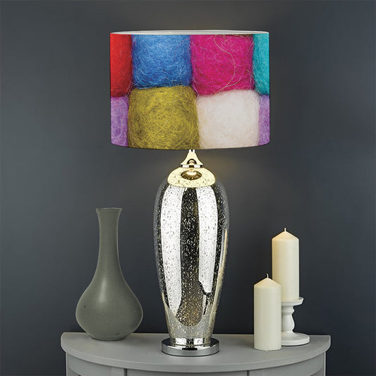 Colorful Yarn Balls Print Drum Lamp Shade