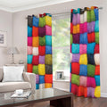 Colorful Yarn Balls Print Extra Wide Grommet Curtains