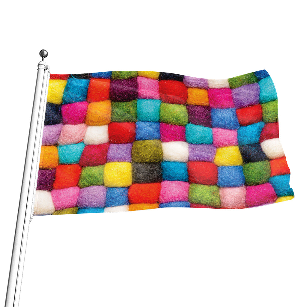 Colorful Yarn Balls Print Flag