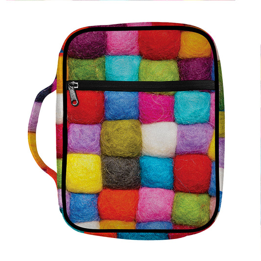 Colorful Yarn Balls Print Front Pocket Bible Bag