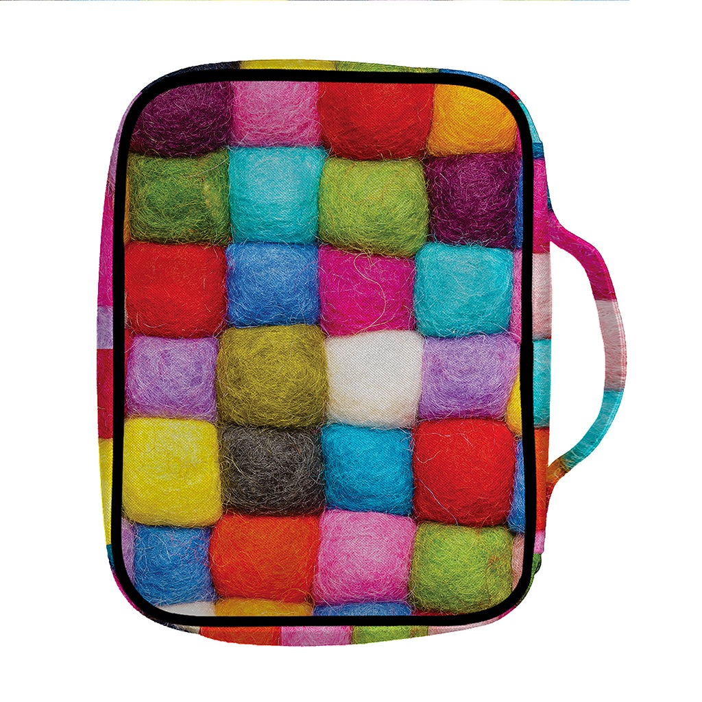 Colorful Yarn Balls Print Front Pocket Bible Bag