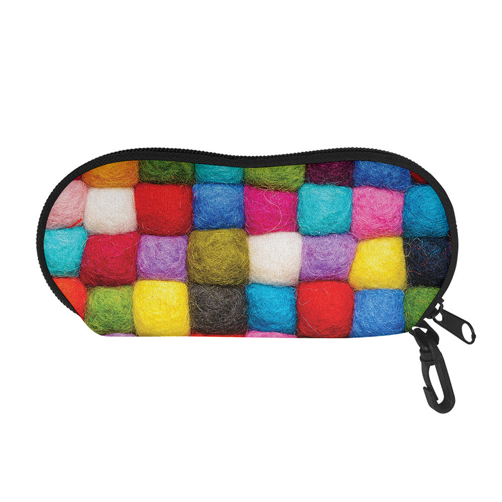 Colorful Yarn Balls Print Glasses Case
