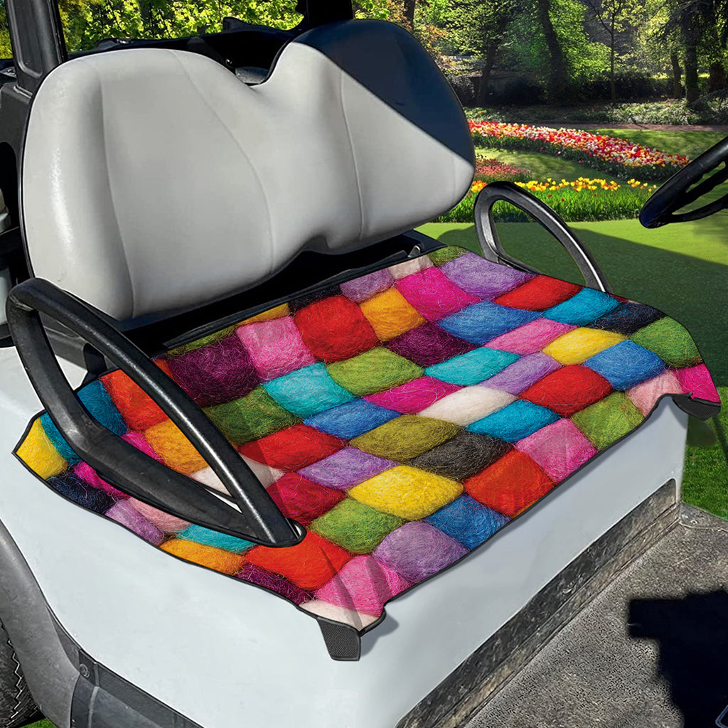 Colorful Yarn Balls Print Golf Cart Seat Cover