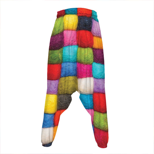 Colorful Yarn Balls Print Hammer Pants