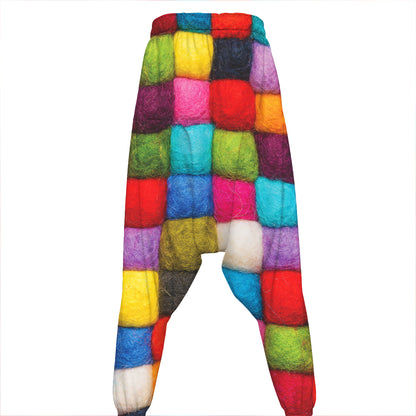 Colorful Yarn Balls Print Hammer Pants