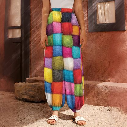 Colorful Yarn Balls Print Harem Pants
