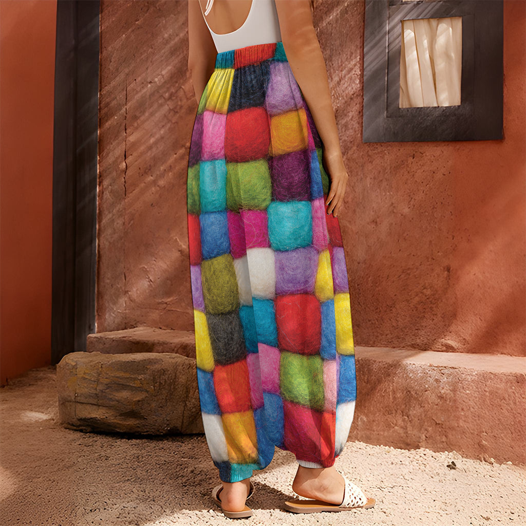 Colorful Yarn Balls Print Harem Pants