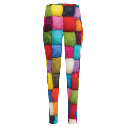 Colorful Yarn Balls Print High-Waisted Pocket Leggings