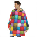 Colorful Yarn Balls Print Hoodie Blanket