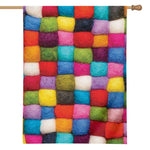 Colorful Yarn Balls Print House Flag