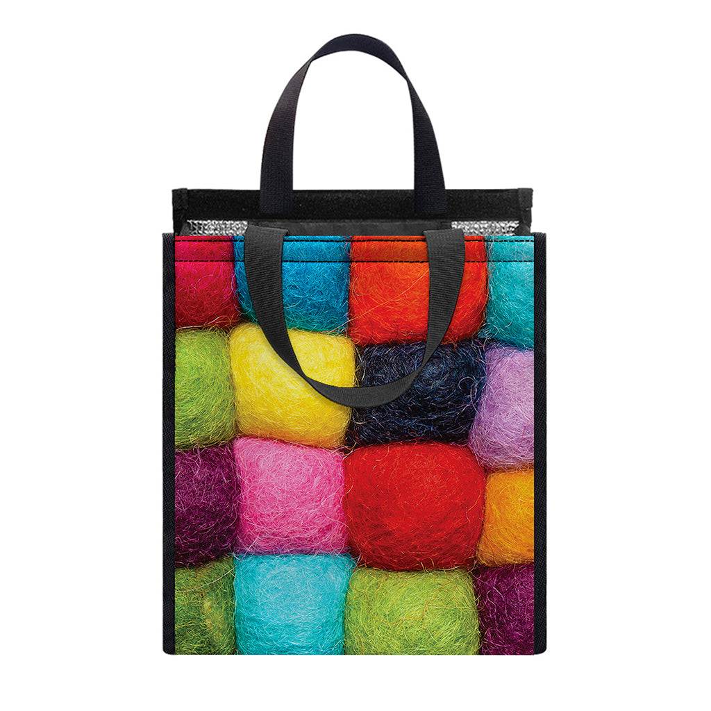 Colorful Yarn Balls Print Insulated Lunch Tote