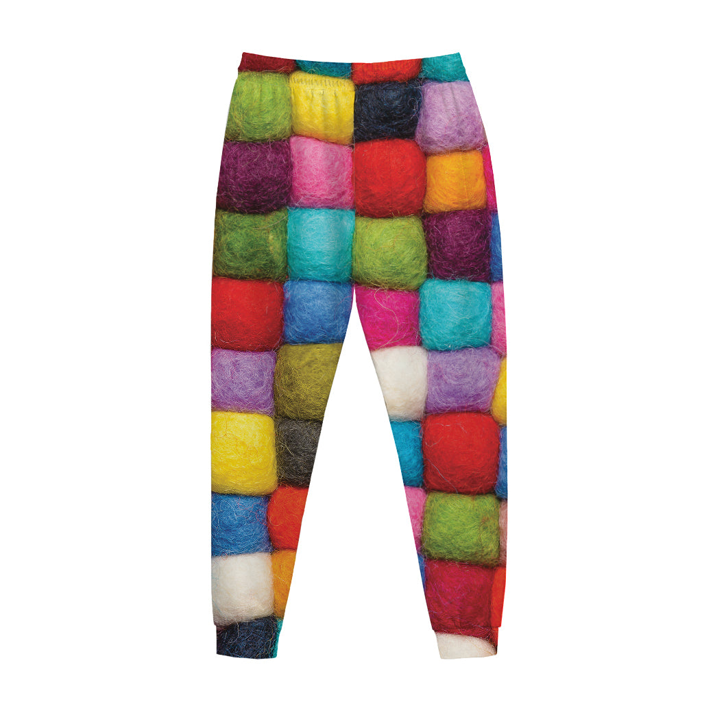 Colorful Yarn Balls Print Jogger Pants