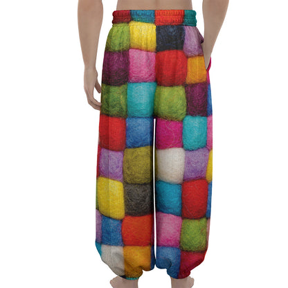 Colorful Yarn Balls Print Lantern Pants