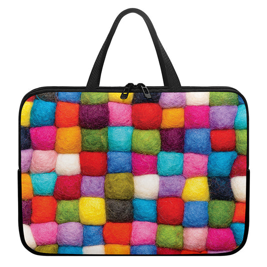 Colorful Yarn Balls Print Laptop Sleeve With Handle