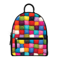 Colorful Yarn Balls Print Leather Backpack