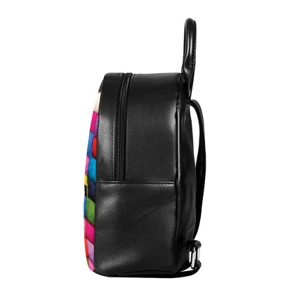 Colorful Yarn Balls Print Leather Backpack