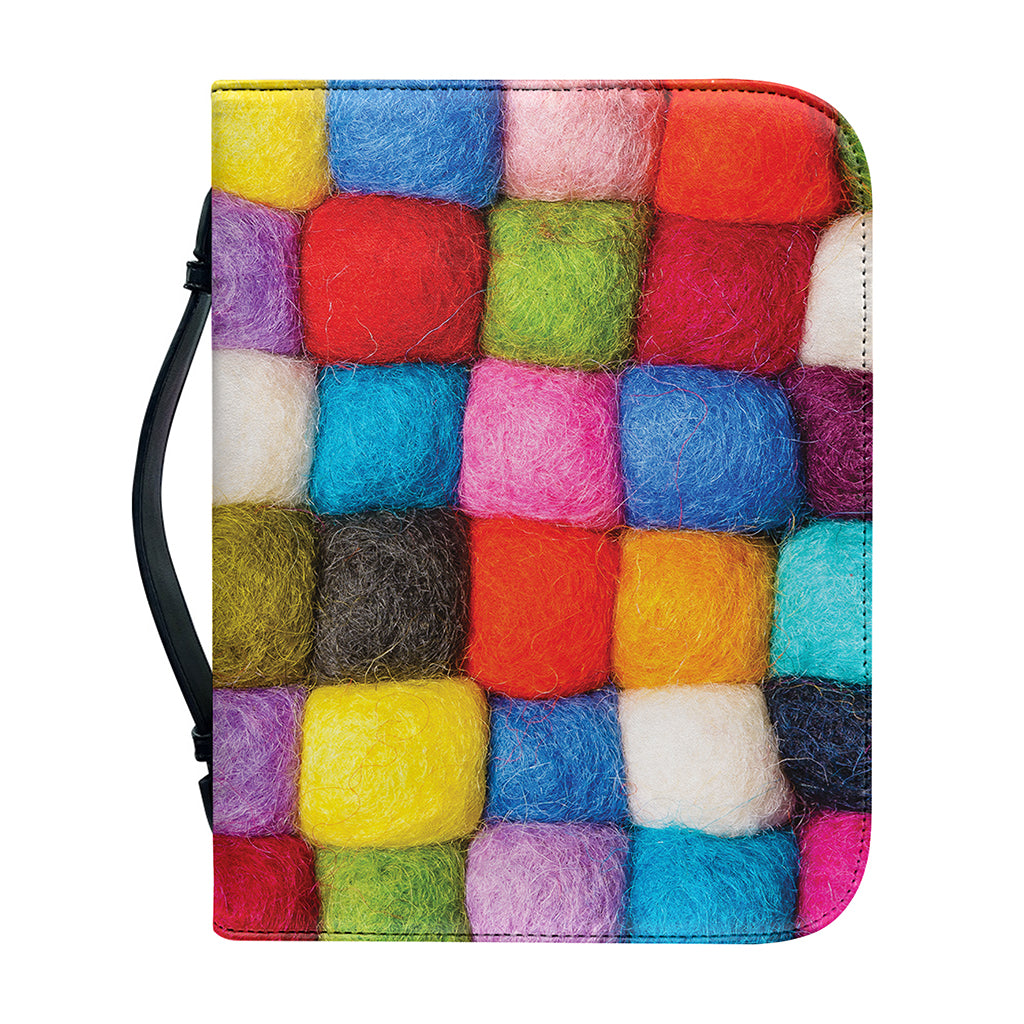 Colorful Yarn Balls Print Leather Bible Cover