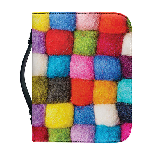 Colorful Yarn Balls Print Leather Bible Cover