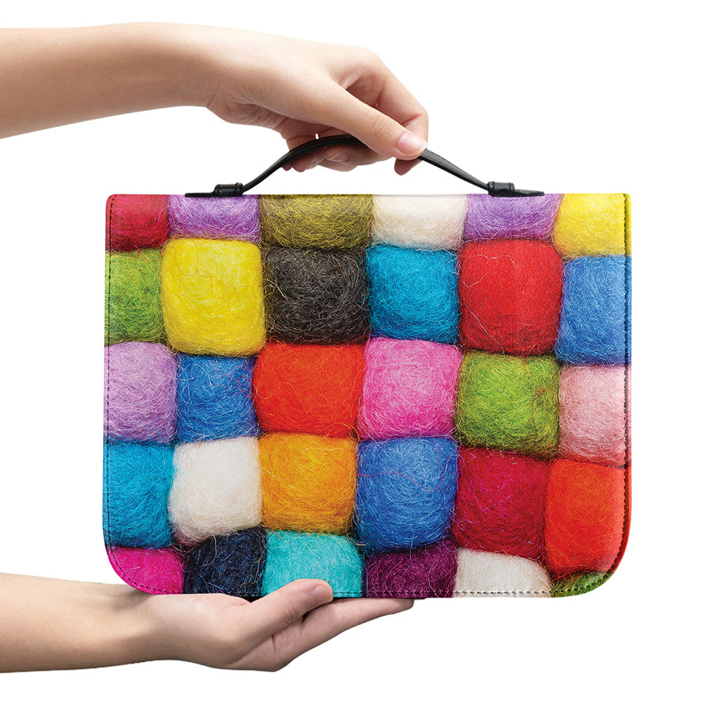 Colorful Yarn Balls Print Leather Bible Cover