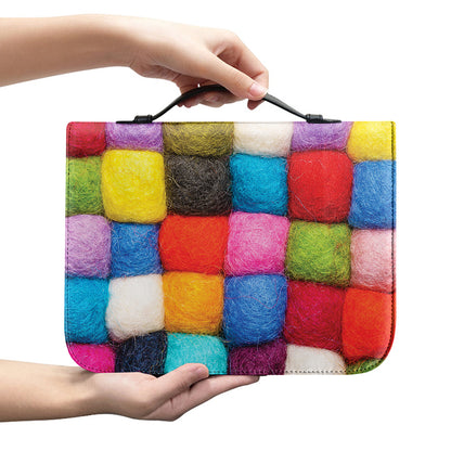 Colorful Yarn Balls Print Leather Bible Cover