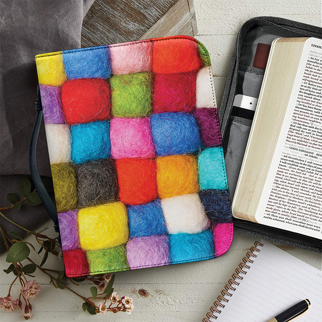 Colorful Yarn Balls Print Leather Bible Cover