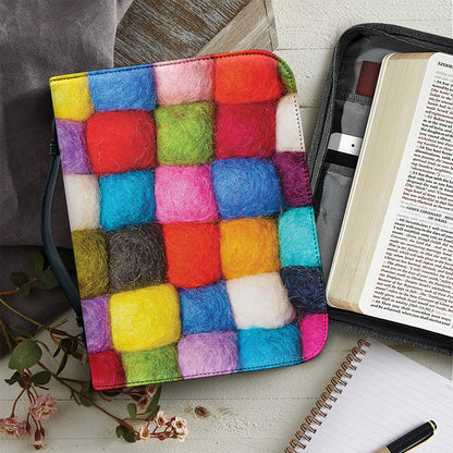 Colorful Yarn Balls Print Leather Bible Cover