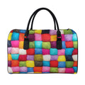 Colorful Yarn Balls Print Leather Duffel Bag