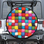Colorful Yarn Balls Print Leather Spare Tire Cover