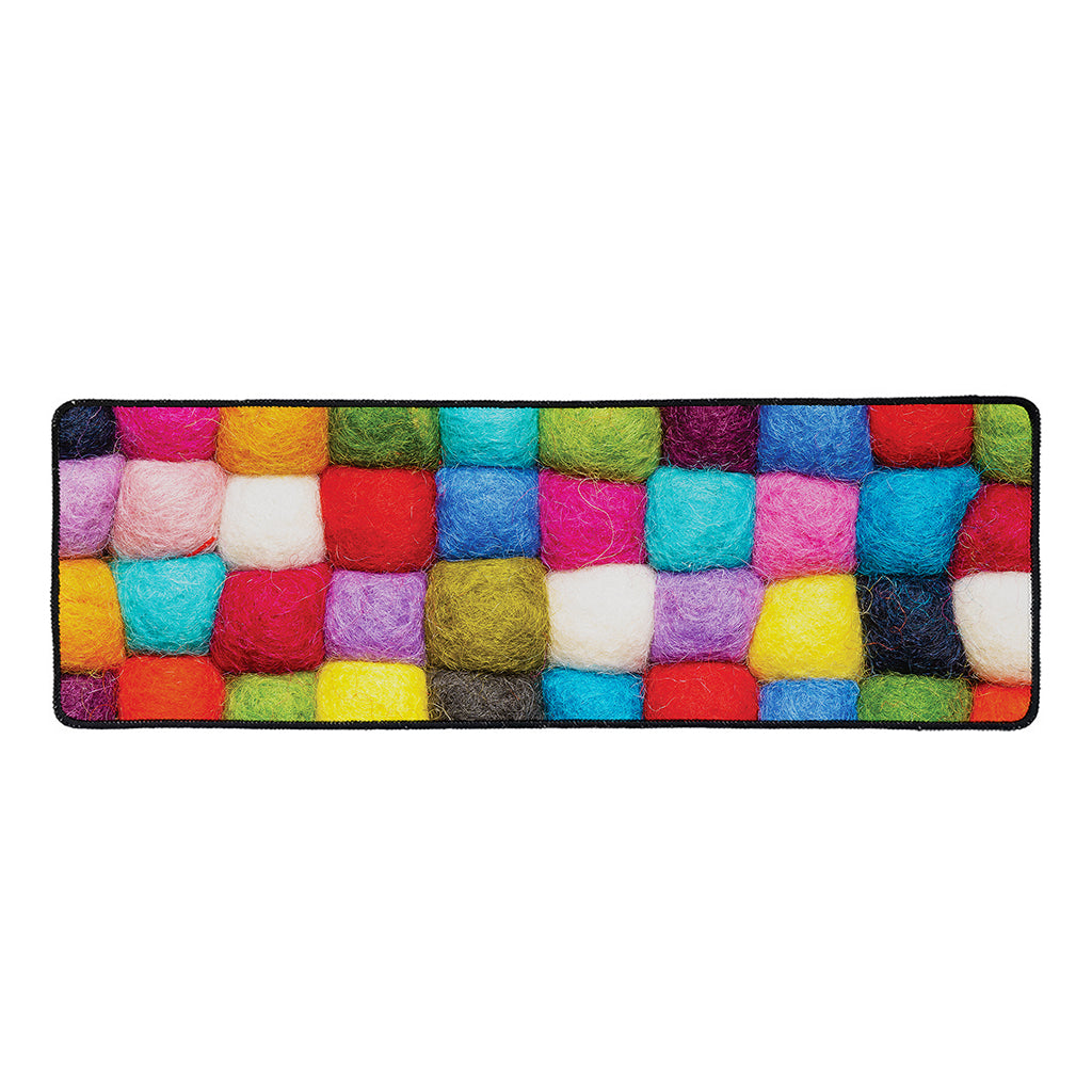 Colorful Yarn Balls Print Long Kitchen Mat