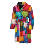 Colorful Yarn Balls Print Men's Bathrobe