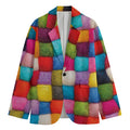 Colorful Yarn Balls Print Men's Blazer