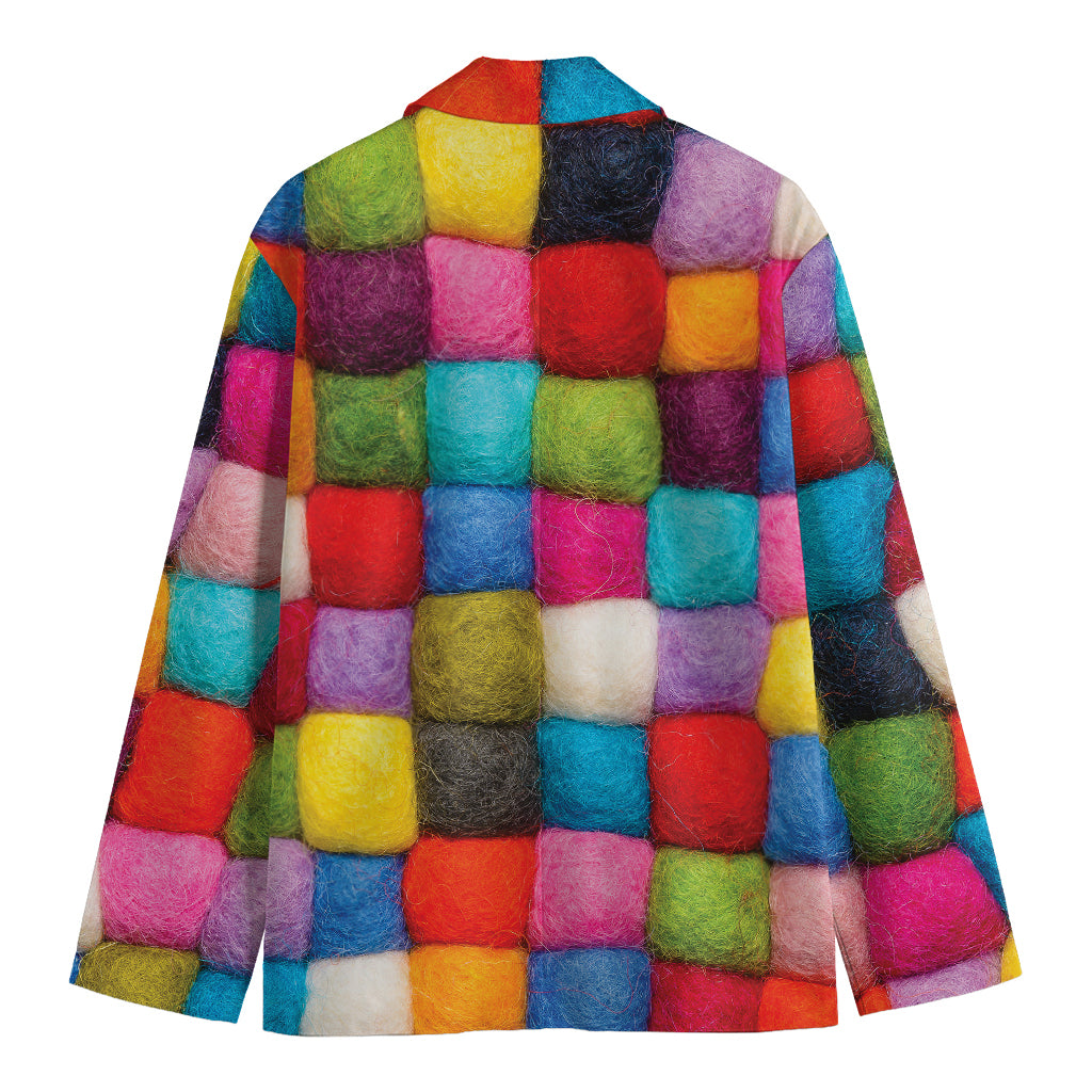 Colorful Yarn Balls Print Men's Blazer