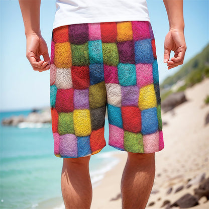 Colorful Yarn Balls Print Men's Cargo Shorts