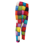 Colorful Yarn Balls Print Men's Compression Pants