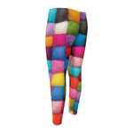Colorful Yarn Balls Print Men's Compression Pants