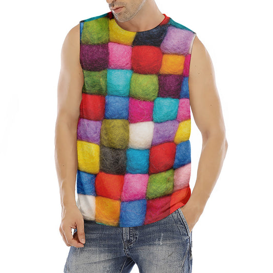 Colorful Yarn Balls Print Men's Fitness Tank Top