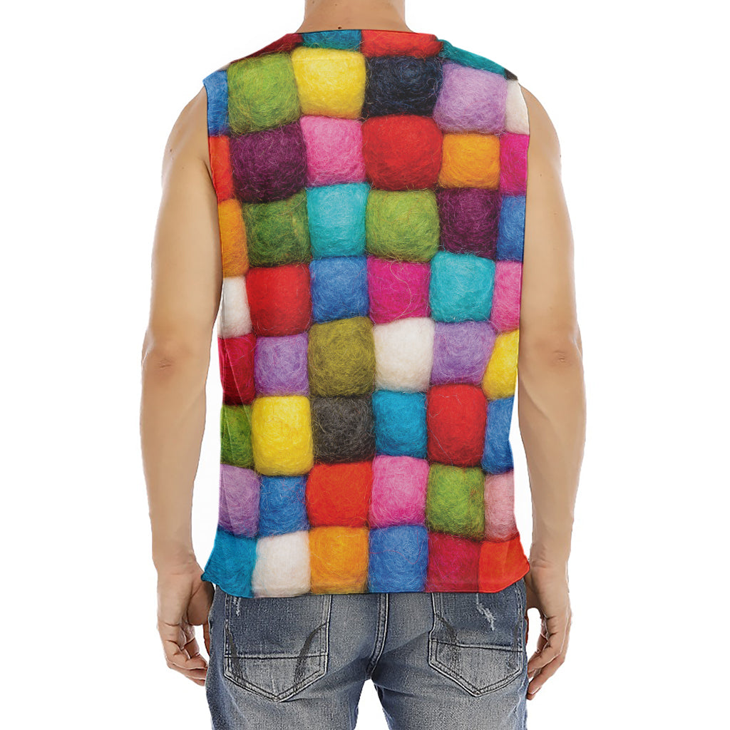 Colorful Yarn Balls Print Men's Fitness Tank Top