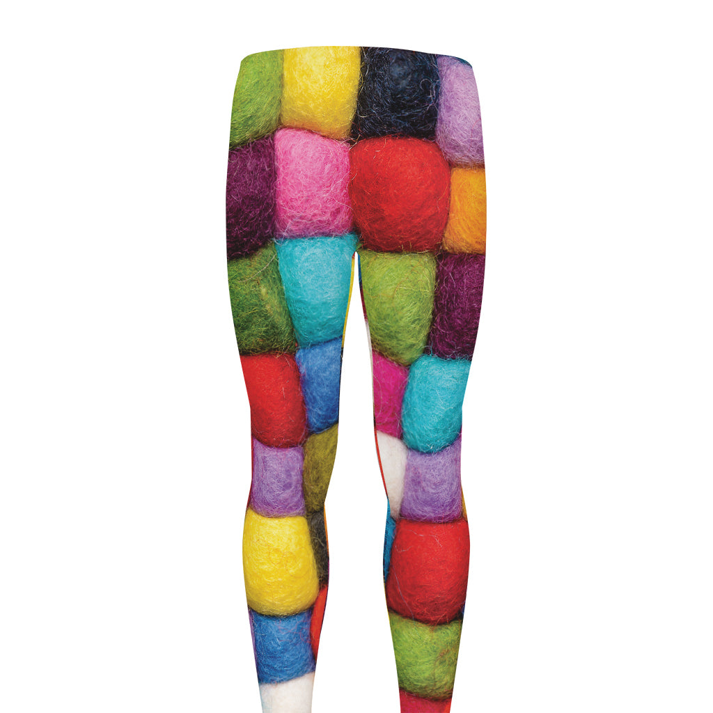 Colorful Yarn Balls Print Men's leggings