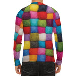 Colorful Yarn Balls Print Men's Long Sleeve Rash Guard