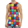 Colorful Yarn Balls Print Men's Muscle Tank Top