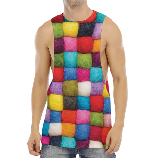 Colorful Yarn Balls Print Men's Muscle Tank Top