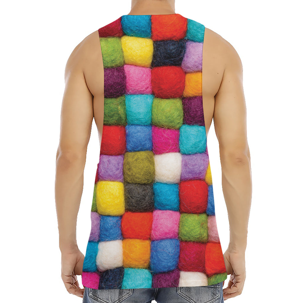 Colorful Yarn Balls Print Men's Muscle Tank Top
