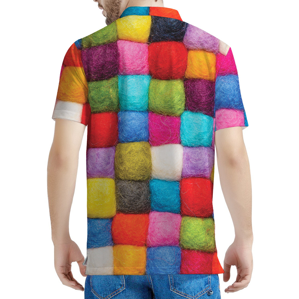 Colorful Yarn Balls Print Men's Polo Shirt