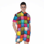 Colorful Yarn Balls Print Men's Rompers